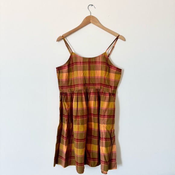 Madewell Plaid Babydoll Cami Dress Madras Spiced Olive M - Picture 5 of 12